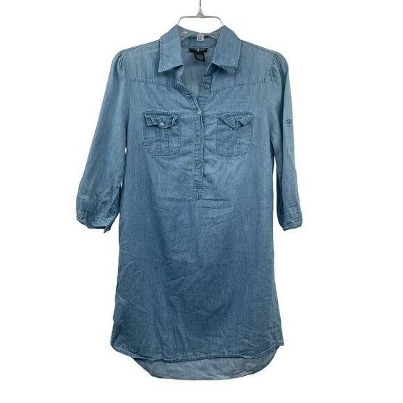 Cotton Express Dresses & Skirts - Cotton Express Womens Shift Dress Collared 3/4 Sleeve Blue Size Small